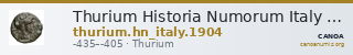 Thurium Historia Numorum Italy 1904 — CANOA