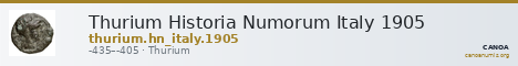 Thurium Historia Numorum Italy 1905 — CANOA