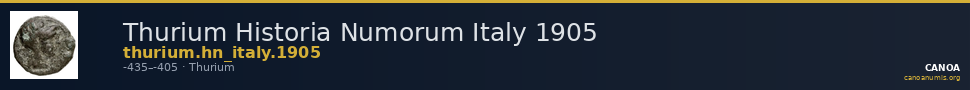 Thurium Historia Numorum Italy 1905 — CANOA