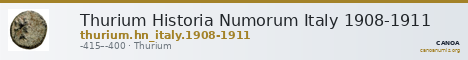 Thurium Historia Numorum Italy 1908-1911 — CANOA