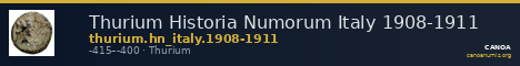 Thurium Historia Numorum Italy 1908-1911 — CANOA