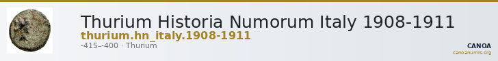 Thurium Historia Numorum Italy 1908-1911 — CANOA