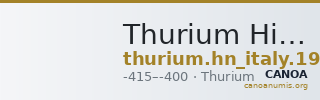 Thurium Historia Numorum Italy 1912 — CANOA
