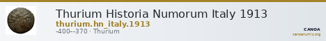 Thurium Historia Numorum Italy 1913 — CANOA