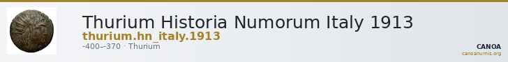 Thurium Historia Numorum Italy 1913 — CANOA