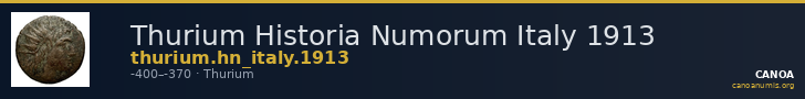 Thurium Historia Numorum Italy 1913 — CANOA