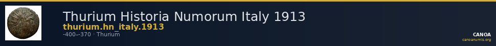 Thurium Historia Numorum Italy 1913 — CANOA