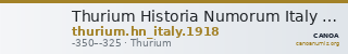Thurium Historia Numorum Italy 1918 — CANOA