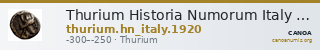 Thurium Historia Numorum Italy 1920 — CANOA