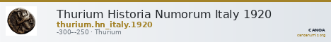 Thurium Historia Numorum Italy 1920 — CANOA