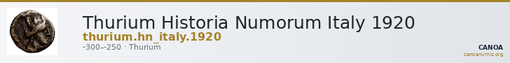 Thurium Historia Numorum Italy 1920 — CANOA