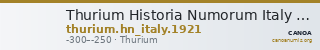 Thurium Historia Numorum Italy 1921 — CANOA