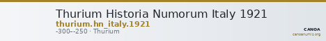 Thurium Historia Numorum Italy 1921 — CANOA