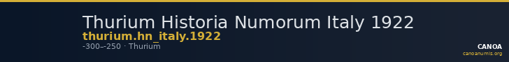 Thurium Historia Numorum Italy 1922 — CANOA