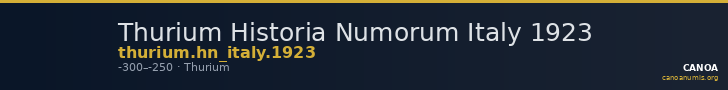 Thurium Historia Numorum Italy 1923 — CANOA