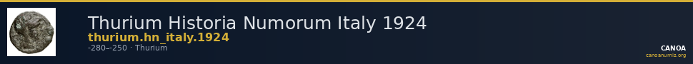 Thurium Historia Numorum Italy 1924 — CANOA