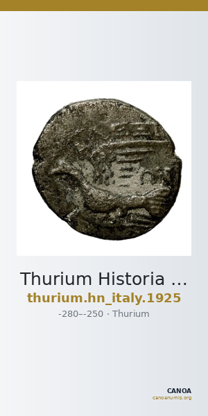 Thurium Historia Numorum Italy 1925 — CANOA