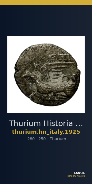 Thurium Historia Numorum Italy 1925 — CANOA