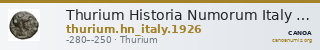 Thurium Historia Numorum Italy 1926 — CANOA
