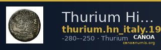 Thurium Historia Numorum Italy 1927 — CANOA