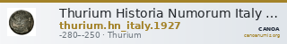 Thurium Historia Numorum Italy 1927 — CANOA