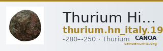 Thurium Historia Numorum Italy 1928 — CANOA