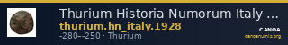 Thurium Historia Numorum Italy 1928 — CANOA