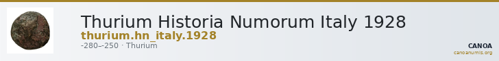 Thurium Historia Numorum Italy 1928 — CANOA