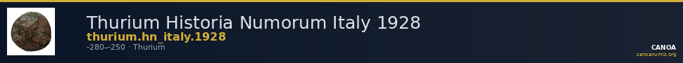 Thurium Historia Numorum Italy 1928 — CANOA