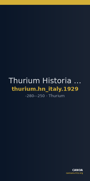 Thurium Historia Numorum Italy 1929 — CANOA