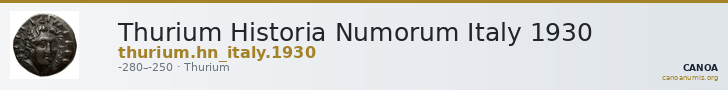 Thurium Historia Numorum Italy 1930 — CANOA