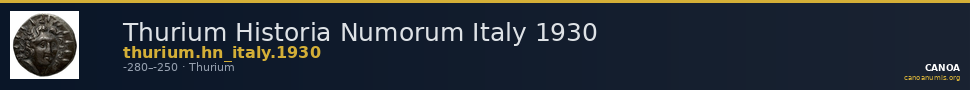 Thurium Historia Numorum Italy 1930 — CANOA