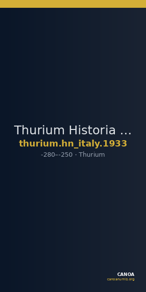 Thurium Historia Numorum Italy 1933 — CANOA