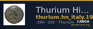 Thurium Historia Numorum Italy 1934 — CANOA