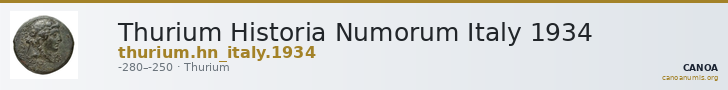Thurium Historia Numorum Italy 1934 — CANOA
