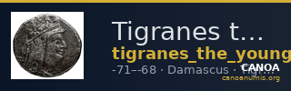 Tigranes the Younger of Sophene Damascus Kovacs 2016 134-6 — CANOA