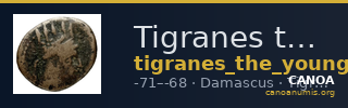 Tigranes the Younger of Sophene Damascus Kovacs 2016 137 and 140 — CANOA