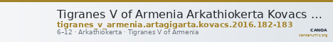 Tigranes V of Armenia Arkathiokerta Kovacs 2016 182-183 — CANOA