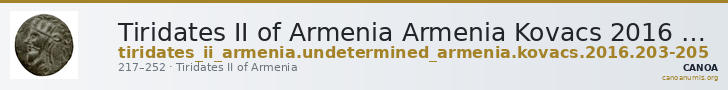 Tiridates II of Armenia Armenia Kovacs 2016 203-205 — CANOA