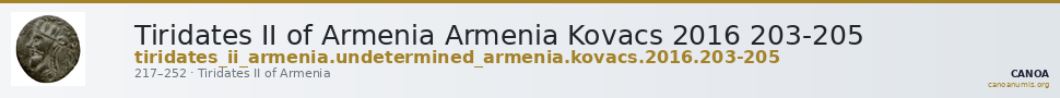 Tiridates II of Armenia Armenia Kovacs 2016 203-205 — CANOA