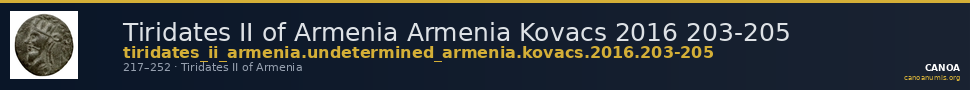 Tiridates II of Armenia Armenia Kovacs 2016 203-205 — CANOA
