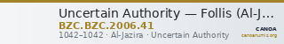 Uncertain Authority — Follis (Al-Jazira, 1042) — CANOA