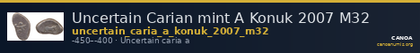 Uncertain Carian mint A Konuk 2007 M32 — CANOA