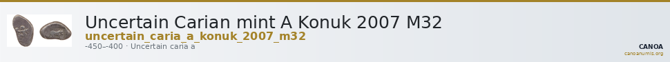 Uncertain Carian mint A Konuk 2007 M32 — CANOA