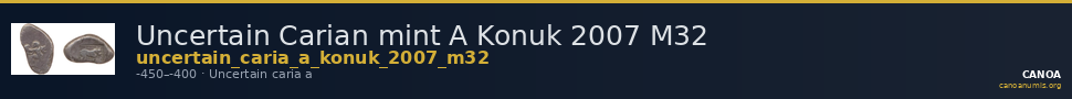 Uncertain Carian mint A Konuk 2007 M32 — CANOA