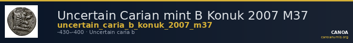 Uncertain Carian mint B Konuk 2007 M37 — CANOA