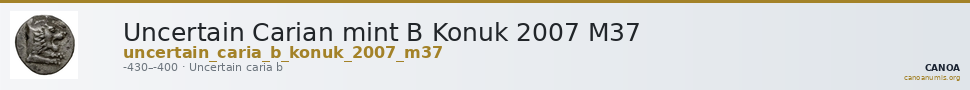 Uncertain Carian mint B Konuk 2007 M37 — CANOA