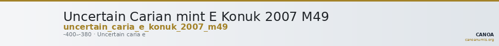 Uncertain Carian mint E Konuk 2007 M49 — CANOA