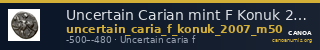 Uncertain Carian mint F Konuk 2007 M50 — CANOA