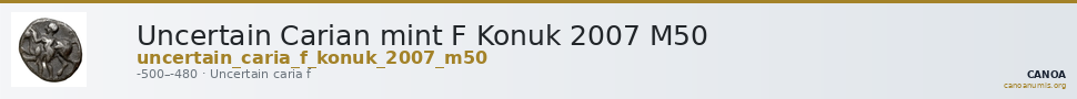 Uncertain Carian mint F Konuk 2007 M50 — CANOA
